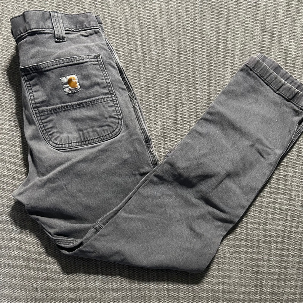 Carhartt Mens Straight Fit Work Pants Faded Black Grey Canvas 33x30 Trousers